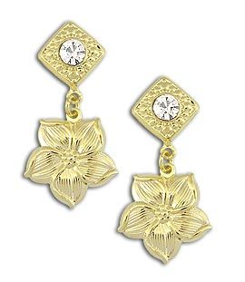 Folheado ouro strass flor pendurada