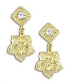 Folheado ouro strass flor pendurada